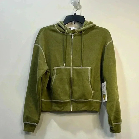 Love Streak Juniors Green Zip Front Hoodie Size S - Picture 1 of 9